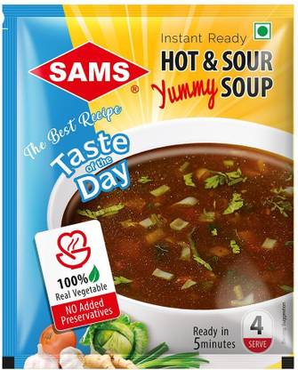 sams Hot & Sour Soup 51g Instant Soup, Ready in 5 minutes, 4 Servings in Each Packet
