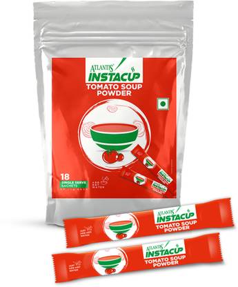 ATLANTIS Instacup Tomato Soup Sachets, Ready to Use, Hot and Spicy, 18 Sachets of 20g