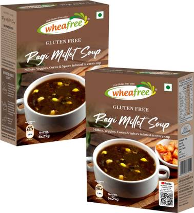 wheafree Gluten free Ragi Millet Soup Mix - Pack of 2 (300g 12 Sachets)
