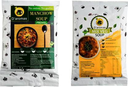 D'aromas Instant Manchow & Mix Veg Soup 500gx2|Instant Premix Powder|Healthy Soup