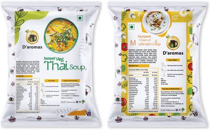 D'aromas Thai Veg&CreamMushroom Soup 500gx2, Instant Premix Powder|No Artificial Flavour
