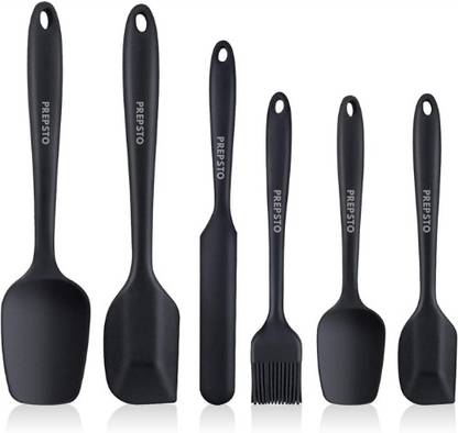 PREPSTO Black Spatula set of 6 SILICONE Non-Stick Spatula