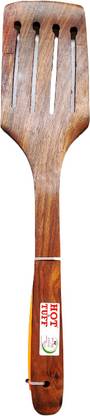 JAS BEAUTY Premium Wood Slotted Spatula with Round Hole for Cooking, Mixing, Easy to Clean Wooden Spatula