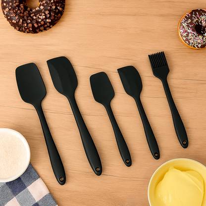 Frenchware Curve Pro Premium Silicone Kitchen Utensil Set, Black Non-Stick Spatula