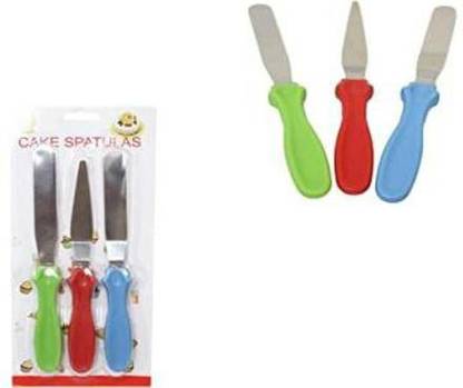 PRIMEFAIR Professional Offset Spatula Set with Plastic Handle - 3-Piece Stainless Steel Lifting Spatula