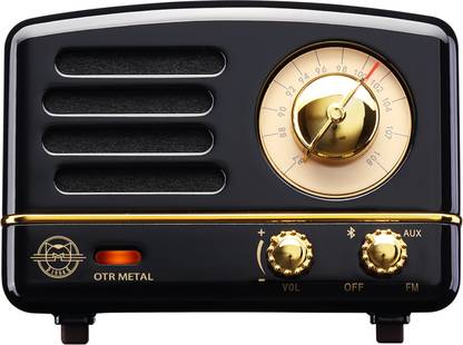 Muzen OTR Metal Retro Style FM Radio with 5 W Bluetooth Home Audio Speaker
