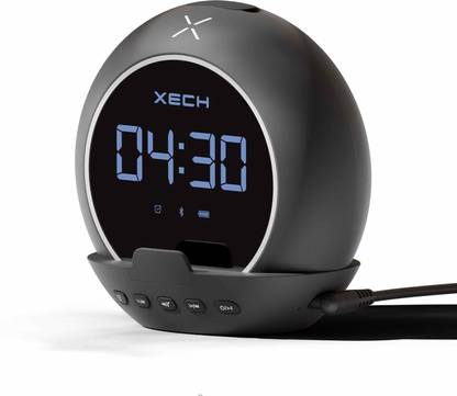 xech Digital LED Alarm Clock with Phone Holder Ellipse Black Clock