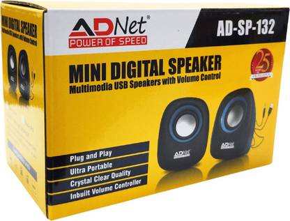 ADNet AD-SP-132 USB 2.0 Multimedia Mini Speakers Black 2 W Laptop/Desktop Speaker