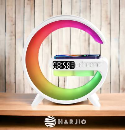 Harjio G Shape RGB Lamp, Bluetooth Speaker With Wireless Charging of 15W, Digital Clock 5 W Bluetooth Speaker
