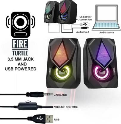fire turtle with Colourful LED Modes System for PC Laptop 20 W Laptop/Desktop Speaker 6 W Laptop/Desktop Speaker