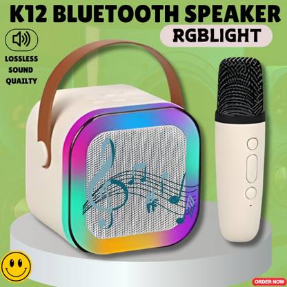 Clairbell K12 (PORTABLE BLUETOOTH SPEAKER) with Karaoke Mic & RGB Light, 6Hrs PlaytimeF77 10 W Bluetooth Laptop/Desktop Speaker