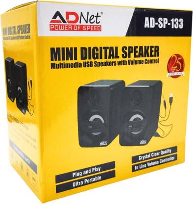 ADNet AD-SP-133 USB 2.0 Multimedia Mini Speakers Black 2 W Laptop/Desktop Speaker