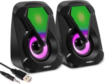 Frontech SPK-0004, 2.0 USB Speakers with AUX | 2 x 3W Drivers | RGB Lights 6 W Laptop/Desktop Speaker