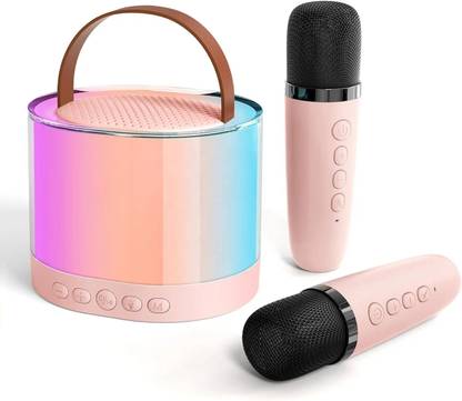 CreaTeck K52 RGB Light Karaoke Machine with 2 Wireless Mics for Kids, Girls/Boys Speaker 5 W Bluetooth Speaker