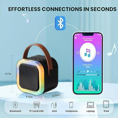 Zrose K12 Colorful Bluetooth Speaker with Karaoke Mic System forHome Singing Magic 5 W 5 W Bluetooth Party Speaker