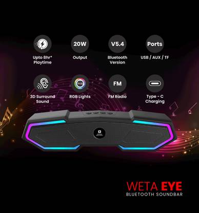 SWISS MILITARY Weta Eye Bluetooth Soundbar with RGB Lights 20 W Bluetooth Speaker
