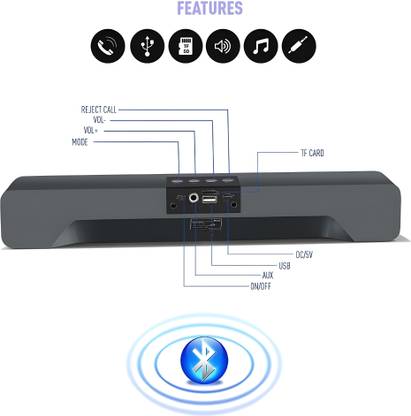 BVEXO High Sound Quality tv Sound Bar with detachable subwoofer SoundBar surround 20 W Bluetooth Speaker