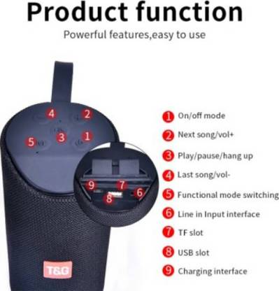 TWS YUO-Portable Speaker TG-113 Splash-proof Speaker Compatible with All Mobiles 9 W Bluetooth Speaker