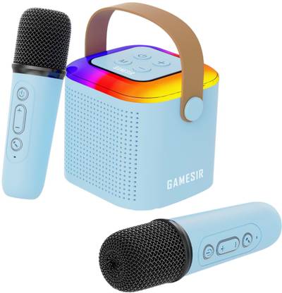 GameSir Mobile & Tablet Speaker with 2 Wireless handheled Microphones with 6 magic voice 10 W Bluetooth Speaker