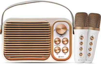 Toreto Mini Wireless with Dual Karaoke Mic I Voice Changing | Deep Bass I TWS 14 W Bluetooth Party Speaker
