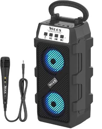 WOOS Karaoke Speaker Double Woofer with Microphone TWS Dual Pairing 6 W Bluetooth Party Speaker