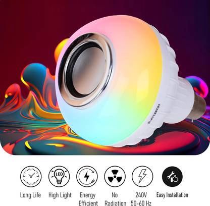 ROKAZ 12W Led Wireless Light Bulb with Speaker | Bluetooth Enabled | Rgb Music Light | 12 W Bluetooth Party Speaker
