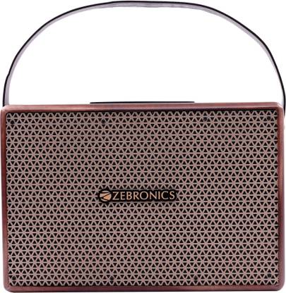 ZEBRONICS SARGAM, Retro Design, 3.5mm Mic Port, Karaoke, Vegan Leather Carry Handle 20 W Bluetooth Home Audio Speaker