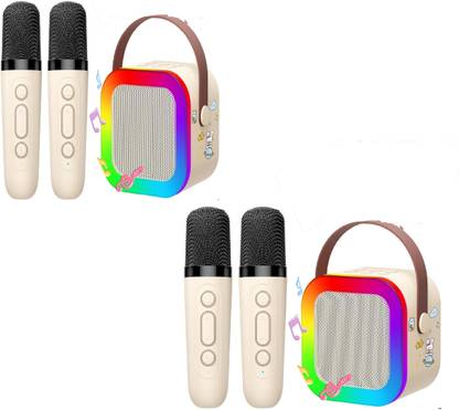 FKU Set Of 2 Karaoke Machine for Kids, Mini Karaoke Toys with 2 Wireless Microphone 7 W Bluetooth Party Speaker