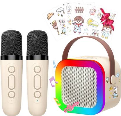 FKU Karaoke Machine for Kids, Mini Karaoke Toys with 2 Wireless Microphone 7 W Bluetooth Party Speaker