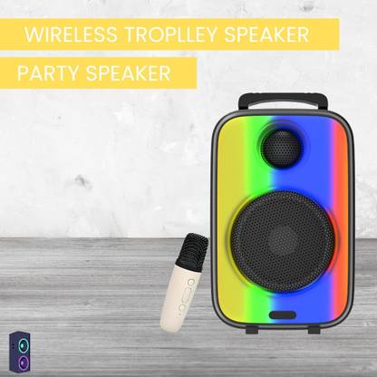 SACRO Rainbow (WIRELESS TROLLEY SPEAKER)Karaoke Mic & RGB Light With Hi Bass SoundQ412 35 W Bluetooth Party Speaker