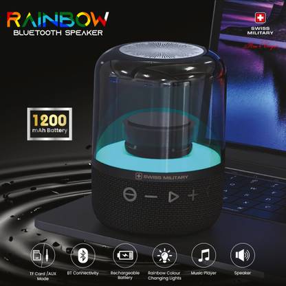 SWISS MILITARY Wireless Bluetooth Speaker, 1200 mAH Battery with Type-C Port 8 W Bluetooth Party Speaker