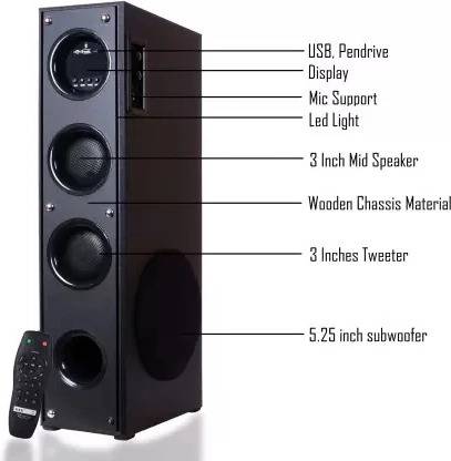Quaranel F4-DG Sound Stereobass Built-in FM 110 W Bluetooth Tower Speaker