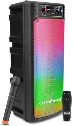 KRISONS FLASH Double Woofer 80 W Bluetooth Party Tower Speaker with Wireless Mic 6000 W Bluetooth Tower Speaker