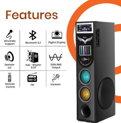 QuillQuarry AK-876 Single Tower Bluetooth Music Dj System Home theater 120 W Bluetooth Tower Speaker