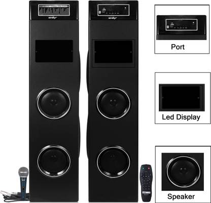 Sendily Dopox Series Bluetooth Tower Speaker with Karaoke Functionality Surround Sound 280 W Bluetooth Tower Speaker