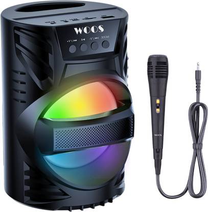 WOOS Dynamic RGB Lights, Microphone, FM Radio, Hands-Free Calling 5 W Bluetooth Speaker