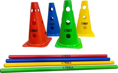 LYGER 9" Cone hurdle set (10 cone 5 poles) Plastic Speed Hurdles
