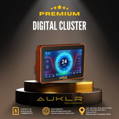 AUKLR Android Digital Instrument Cluster 4G | Qualcomm | IP67 | CAN 2.0 | EV Digital Speedometer