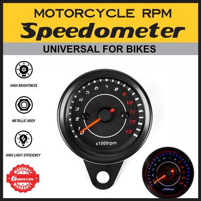 OBEROI'S TRADERS Motorcycle Stainless Steel RPM Speedometer With Led Backlight Analog Speedometer