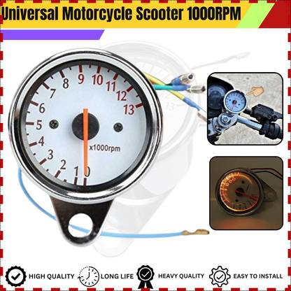 SRPHERE MTR6 Universal Motorcycle Scooter 1000RPM Analog Tachometer Gauge Night Light Analog Speedometer