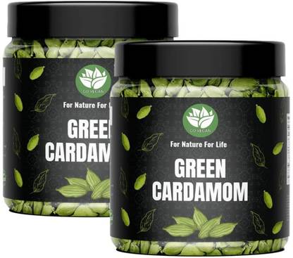 go vegan Cardamom Green Whole -100gm + 100gm Sabut Elaichi