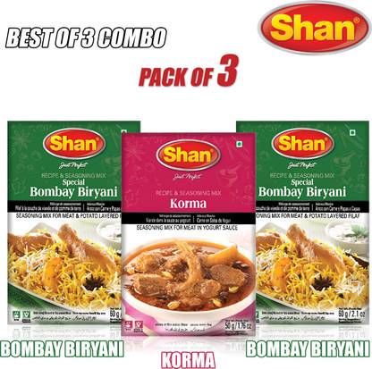 SHAN BBM 2 pack (60gm) Korma (50gm) (Imported) Pack of 3