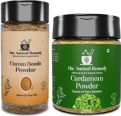 THE ANCIENT REMEDY Combo Pack Cumin Seeds Powder 100g and Cardamom Powder 100g