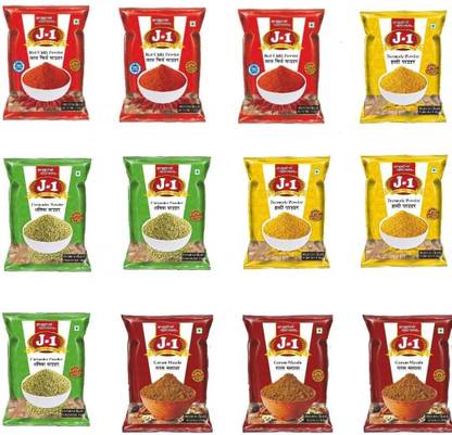 J-1 Haldi, Mirchi, Dhaniya, Garam Masala 50-50g×3-3 Packets