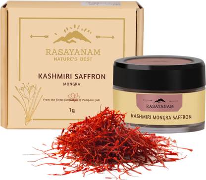 Rasayanam Pure Original Kashmiri Saffron/Kesar/ Kumkum 1gm| Ideal for Pooja & Pregnancy