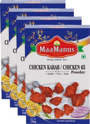 MaaManus Chicken Kabab / Chicken 65 masala | Easy to Cook 100g, Pack of 4