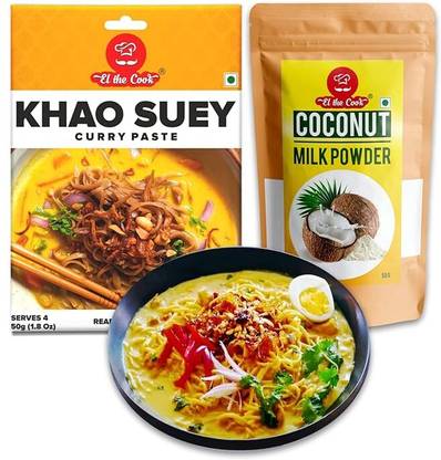 ElTheCook Burmese Khao Suey Paste & Coconut Powder Kit: Ready to Cook, Serves 4