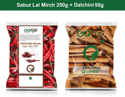 Goshudh Dalchini sabut 50gm & Lal Mirch Sabut 250gm Combo Pack 300g