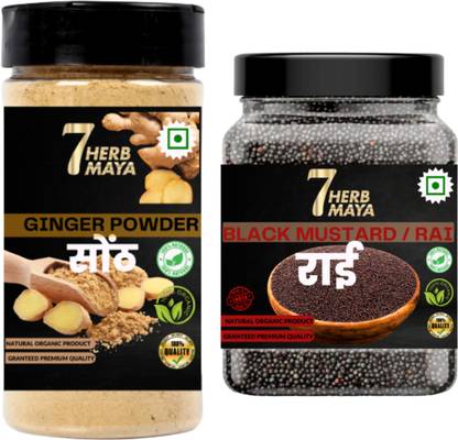 7Herbmaya Dry Ginger Powder, Soth & Whole Rai/Kali Sarson/Black Mustard | Spices & Masala Combo
