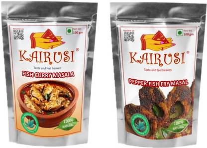 KAIRUSI Combo Pack Fish Curry Masala and Pepper Fish Fry Masala